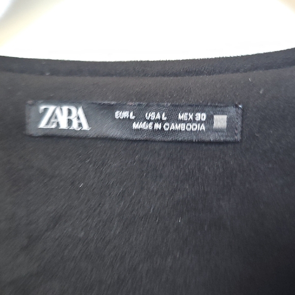 Zara Black Suede Midi Dress Size L - Picture 3 of 9